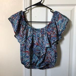 Forever 21 Off Shoulder Printed Crop Top